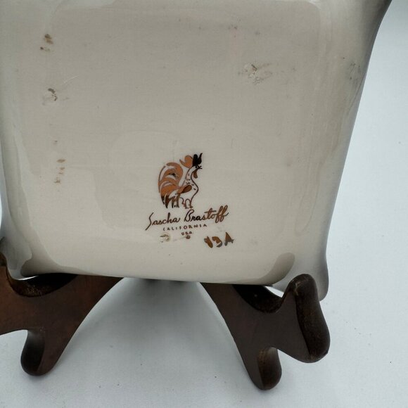 Sascha Brastoff Ashtray, Beautiful Bird Gray, Maroon White,Pre-owned Tray trinke - Picture 7 of 10